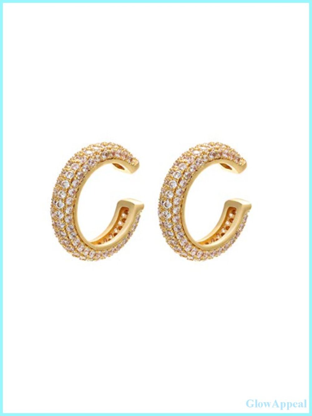 18K Gold Plated Brass CZ Cuff Earrings Clip On Wrap No Piercing